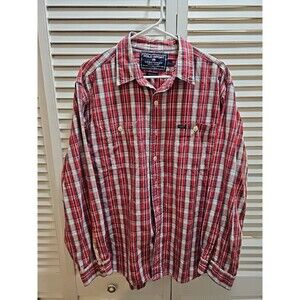 Vintage POLO SPORT Ralph Lauren Sportsman Long Sleeve Plaid Flannel Shirt L RED